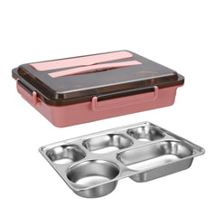 304 Stainless Steel Lunch Box Leakproof Insulated Student Dormitory Bento Box, 4 Grid Pink, 4 Grid Black, 4 Grid Blue, 5 Grid Pink, 5 Grid Black, 5 Grid Blue