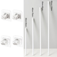 Baking Paint No Punch Curtain Telescopic Rod Hooks Support Bracket, 30cm-50cm, 40cm-70cm, 55cm-90cm, 60cm-110cm, White Hook 2pcs/set, Transparent Hook 2pcs/set