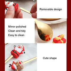 4pcs /Pack Christmas Cartoon Doll Stainless Steel Tableware, A Spoon Fork, B Spoon Fork, C Spoon Fork, D Spoon