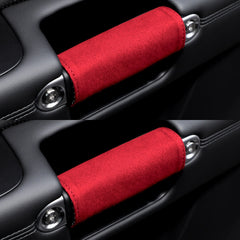 1pair Car Door Handle Decorative Anti-Scratch Cover Car Slippery Leather Inner Door Handle Protective Cover
