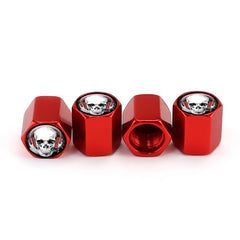 4pcs /Set Headset Skeleton Metal Tire Valve Caps Automobile Universal Modified Valve Covers, Headset Skeleton