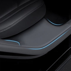 For Tesla Model Y Rear Door Built-In Sill Strip Rear Seats Anti-Kick Leather Protective Pad, Black, Carbon Fiber, TPE