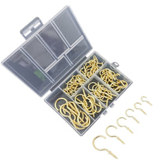 75pcs /Box Screw-in Ceiling Hook Set Home Storage Wall Cup Hook Lamp Hook