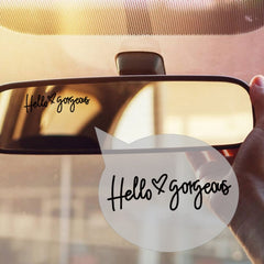 Hello gorgeous Car Stickers Inverted Rear Mirror Glass Sticker, Hello gorgeous