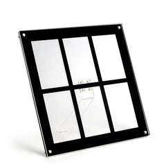 Six Palace Grid Color 3 Inch Three-Dimensional Magnet Photo Frame For Polaroids, Black, White, Fantasy, Mirror
