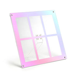 Six Palace Grid Color 3 Inch Three-Dimensional Magnet Photo Frame For Polaroids, Black, White, Fantasy, Mirror