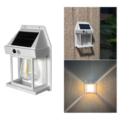 Solar Outdoor Tungsten Wall Light 3 Modes Body Sensing Waterproof Garden Villa Night Light, Regular Black, Regular White, Large Black, Large white