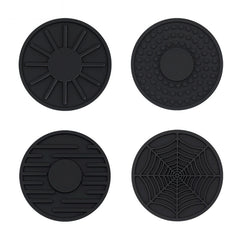 4pcs/set 6.8x0.3cm Car Anti-slip Silicone Water Coaster Storage Interior, Black, Gray, Brown, Green, Wine Red