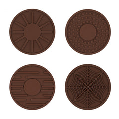 4pcs/set 6.8x0.3cm Car Anti-slip Silicone Water Coaster Storage Interior, Black, Gray, Brown, Green, Wine Red