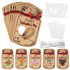 Valentine Day Bottle Shape Greeting Card Holiday Gift Exchange Card Kids Party Favor Message Card, 24pcs /Set, 48pcs /Set