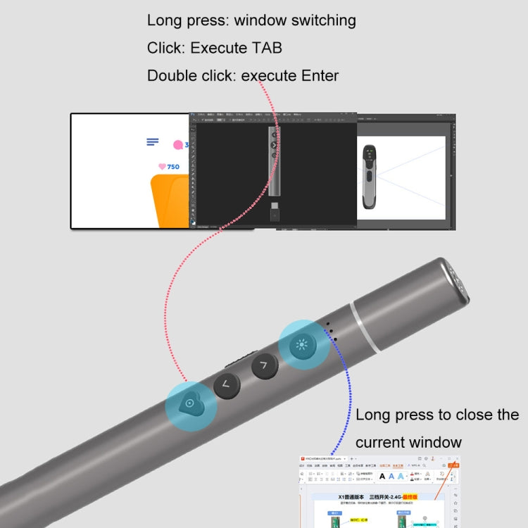 Conference Teaching Page Turning Pen Electronic Telescopic Pointer Laser Pointer PPT Wireless Presenter, Telescopic Laser Pointer