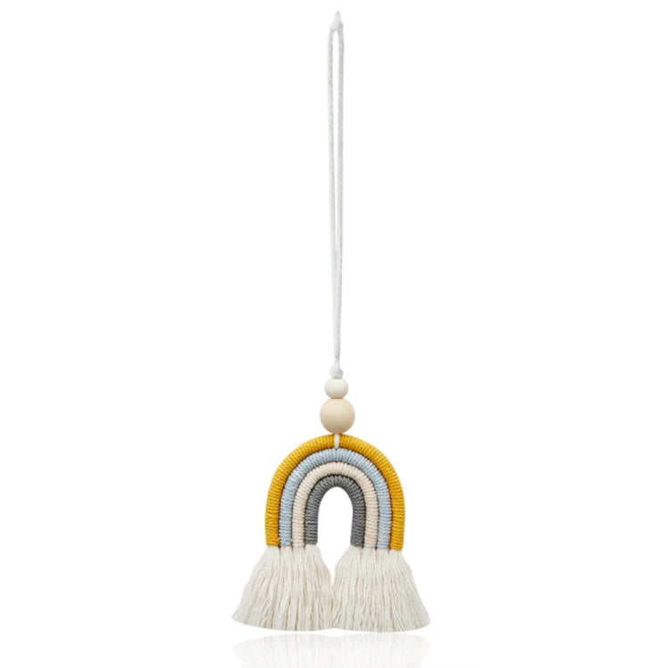 Hand-woven Wood Beads Cotton Rope Rainbow Car Aromatherapy Pendant