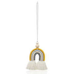 Hand-woven Wood Beads Cotton Rope Rainbow Car Aromatherapy Pendant