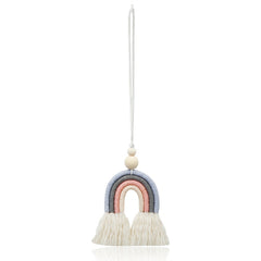Hand-woven Wood Beads Cotton Rope Rainbow Car Aromatherapy Pendant