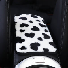 Plush Heart Pattern Car Center Console Cover Mat, 32x19cm
