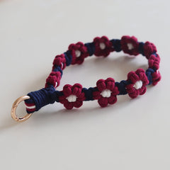 Handmade Braided Cell Phone Chain Daisy Flower Braided Rope Keychain Bag Pendant