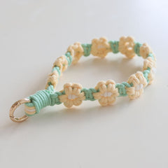 Handmade Braided Cell Phone Chain Daisy Flower Braided Rope Keychain Bag Pendant