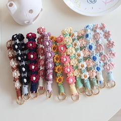 Handmade Braided Cell Phone Chain Daisy Flower Braided Rope Keychain Bag Pendant