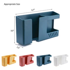 Double Grid Wall-Mounted Storage Box Remote Control Sundries Organizer Mobile Phone Charging Holder, Double Blue, Double Red, Double Yellow