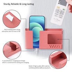 Double Grid Wall-Mounted Storage Box Remote Control Sundries Organizer Mobile Phone Charging Holder, Double Blue, Double Red, Double Yellow