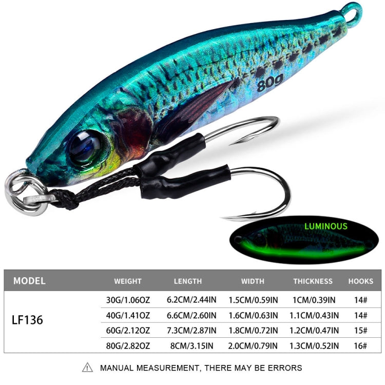 PROBEROS  LF136 Fishing Lure 3D Spray Painted Imitation Bait Long Casting Freshwater Fishing Warbler Bass Leader Lure, 30g, 40g, 60g, 80g