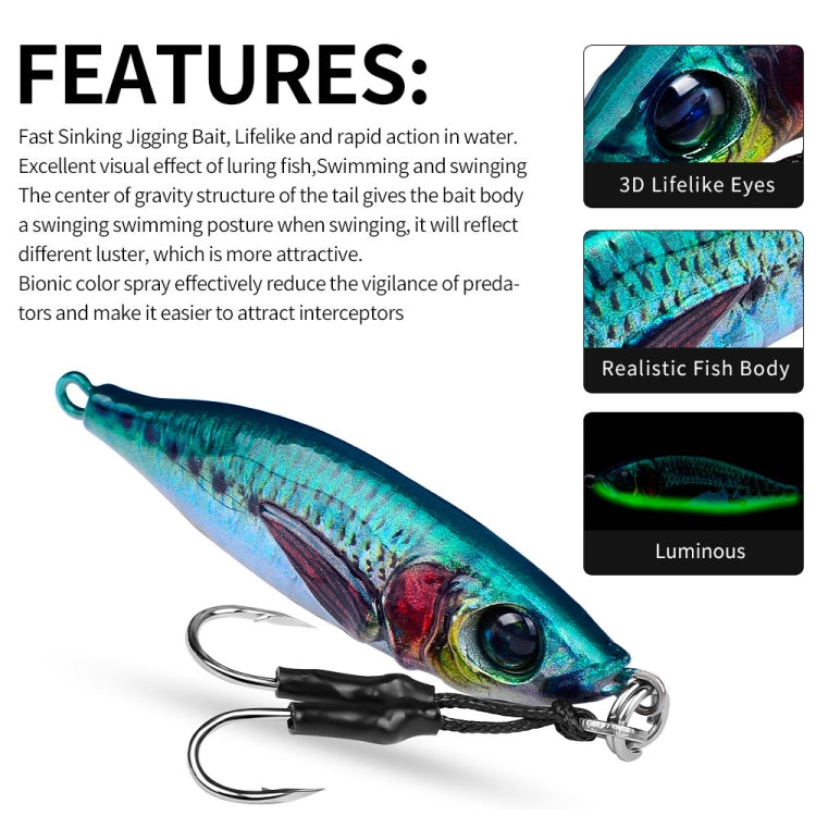 PROBEROS  LF136 Fishing Lure 3D Spray Painted Imitation Bait Long Casting Freshwater Fishing Warbler Bass Leader Lure, 30g, 40g, 60g, 80g