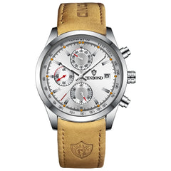BINBOND B6022 30m Waterproof Luminous Multifunctional Quartz Watch, Leather-White Steel-Black, Leather-White Steel-Blue, Leather-White Steel-Green, Leather-White Steel-White, Leather-Black Steel-Black, White Steel-Black, White Steel-Blue               ...