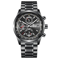 BINBOND B6022 30m Waterproof Luminous Multifunctional Quartz Watch, Leather-White Steel-Black, Leather-White Steel-Blue, Leather-White Steel-Green, Leather-White Steel-White, Leather-Black Steel-Black, White Steel-Black, White Steel-Blue               ...