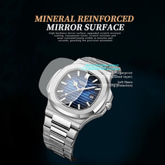 BINBOND B1885 30m Waterproof Retro Luminous Square Men Quartz Watch, White Steel-Blue, White Steel-Black, White Steel-White, White Steel-Green, Rose Gold-Blue, Rose Gold-Black, Rose Gold-White, Black Steel-Black-White, Black Steel-Blue-White