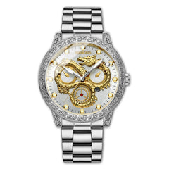 BINBOND B3030 Embossed Dragon Luminous Waterproof Quartz Watch, Full-gold Gold, Full-gold Black, Full-gold White, Black Steel-Black, White Steel-Black, White Steel-White, Brown Leather-Full-gold-Gold, Brown Leather-Full-gold-Black                      ...
