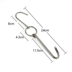 Stainless Steel Double Ring Duck Cooker Hanger Outdoor Barbecue Hanging Hook Stand, 3 Centi Small Ring 23cm, 3 Centi Small Wax Ring 24.5cm, 3 Centi Large Wax Ring 33cm, 3 Centi Medium Wax Ring 29cm, 4 Centi  Steel Thick Short 24cm                      ...