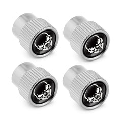 4pcs /Set Skeleton Car Tire Universal Aluminum Valve Cap, Black, Silver