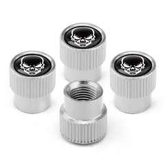4pcs /Set Skeleton Car Tire Universal Aluminum Valve Cap, Black, Silver