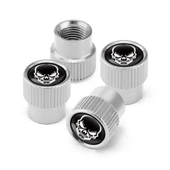 4pcs /Set Skeleton Car Tire Universal Aluminum Valve Cap, Black, Silver