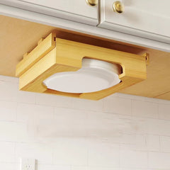 9-inch Paper Plate Dispenser Under Cabinet Bamboo Plates Holder Kitchen Storage Rack, 24 x 26.5 x 6.5