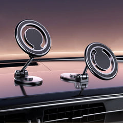Magnetic Folding Car Phone Holder Rotatable Dashboard Stick-On Navigation Stand, D33