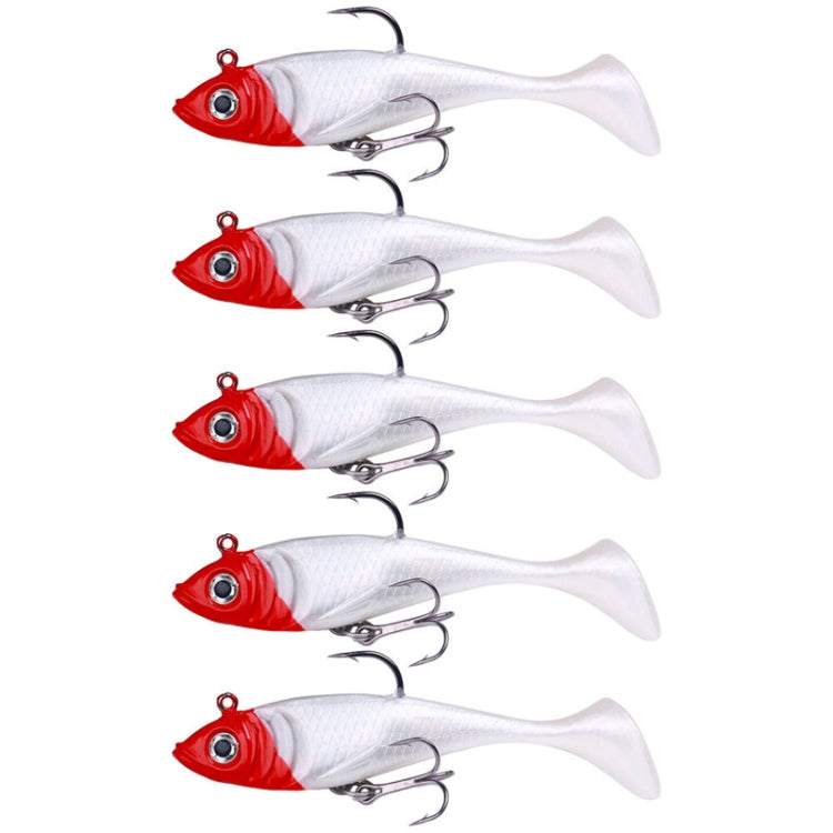 5pcs /Pack HENGJIA SO071 T-Tail Lead Fishing Lure Lua Fishing Soft Bait, 8.5cm 10.6g