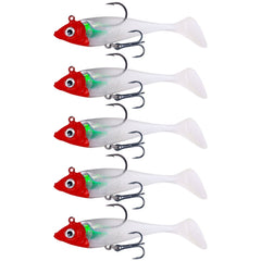 5pcs /Pack HENGJIA SO071 T-Tail Lead Fishing Lure Lua Fishing Soft Bait, 8.5cm 10.6g