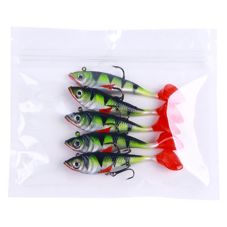 5pcs /Pack HENGJIA SO071 T-Tail Lead Fishing Lure Lua Fishing Soft Bait, 8.5cm 10.6g