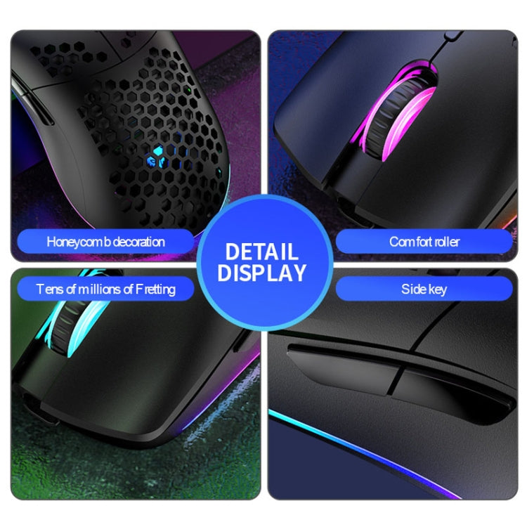 XUNSVFOX XYH80 Hollow Hole Rechargeable Wireless Gaming Mouse RGB Light Computer Office Mouse, XYH80