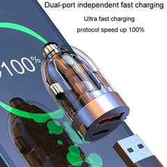 Vehicle Mini Invisible Dual-Port Charger Car Cigarette Lighter, 120W