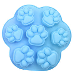 7 Cells Small and Large Cat Paw Silicone Cake Mould Cartoon DIY Handmade Essential Oil Soap Moulds, Pink, Light Blue