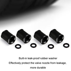 4pcs /Set Zinc Alloy Car Tire Modified Valve Cap, Black, Silver