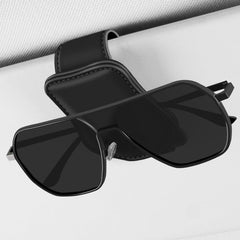 Car Eyeglasses Clip Car Leather Magnetic Closure Sunglasses Storage Bag