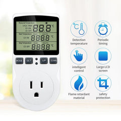 Intelligent Digital Thermostat Countdown Temperature Control Switch Socket Timing Temperature Controller, US Plug