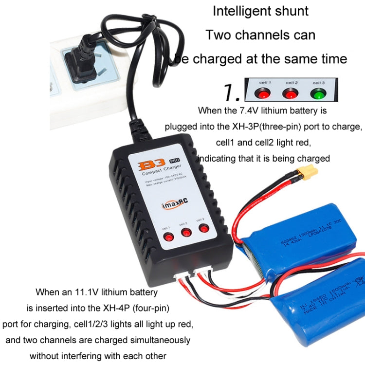 ImaxRC 7.4V/11.1V 2S/3S Model Aircraft Drone Lithium Battery Intelligent Balance Charger, US Plug