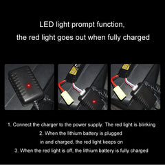 11.1V 2A 3S Output Protection Lithium Battery USB Charger With Light, XH/4P Plug