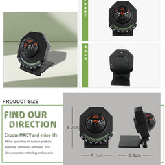 2 In 1 Car Compass With Slope Gauge Foldable High Precision Guide Ball, LC452