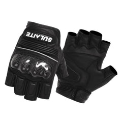 SULAITE Motorcycle Sheepskin Carbon Fiber Breathable Half-finger Riding Gloves, M, L, XL, XXL