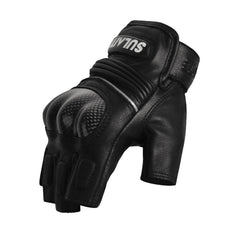 SULAITE Motorcycle Sheepskin Carbon Fiber Breathable Half-finger Riding Gloves, M, L, XL, XXL